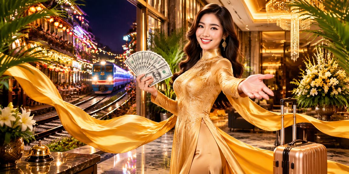 Người dùng Hà Nội trong trang phục áo dài kiểm tra kèo cược và ưu đãi cashback trên điện thoại