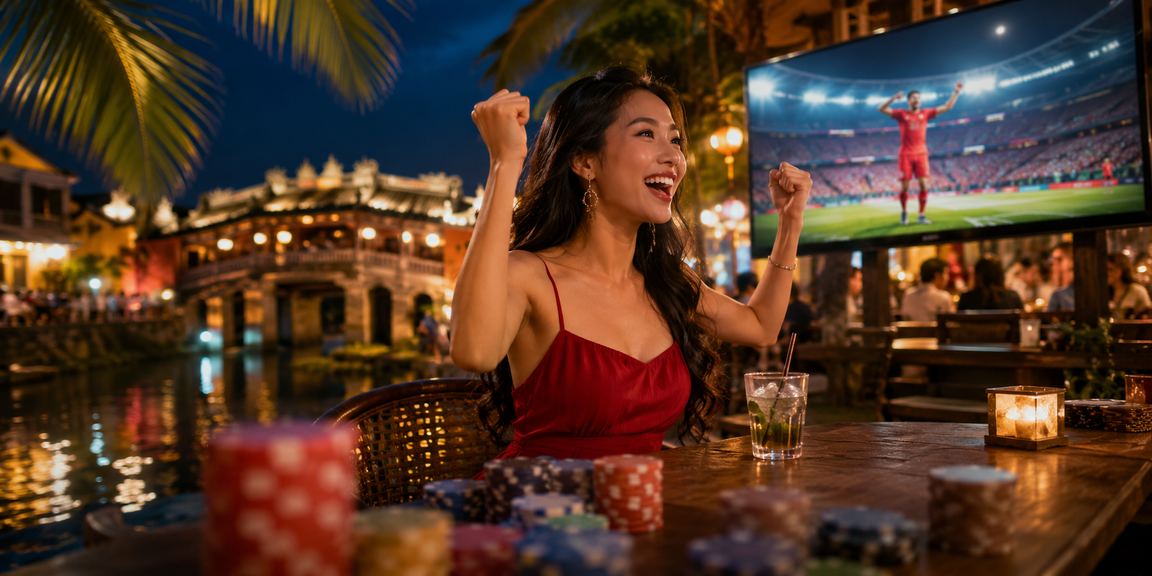 Người dùng tại Hội An thưởng thức cà phê và theo dõi cược bóng đá trực tuyến